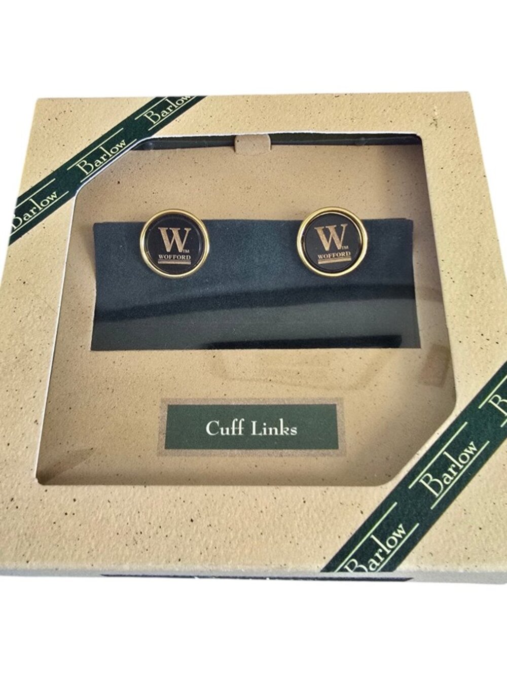 NEW in Box! Wofford College Terriers Round Cufflinks by Barlow Black & Gold